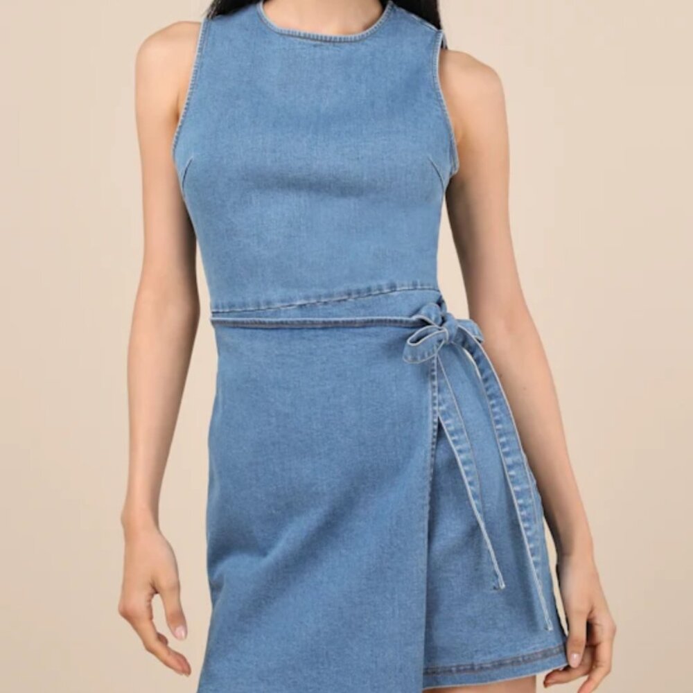 Lulus Denim Front Wrap Dress | Women’s Medium | NWT